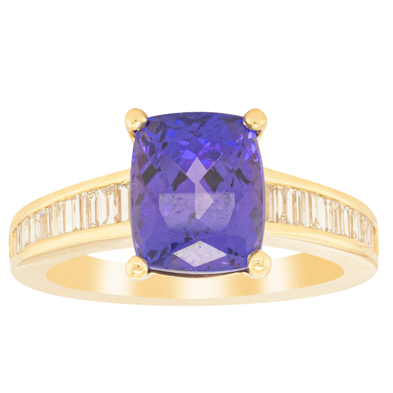 18ct Yellow Gold Tanzanite & Diamond Ring-Ring-Walker & Hall
