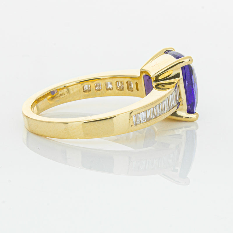 18ct Yellow Gold Tanzanite & Diamond Ring-Ring-Walker & Hall