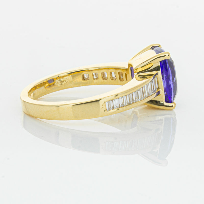 18ct Yellow Gold Tanzanite & Diamond Ring-Ring-Walker & Hall