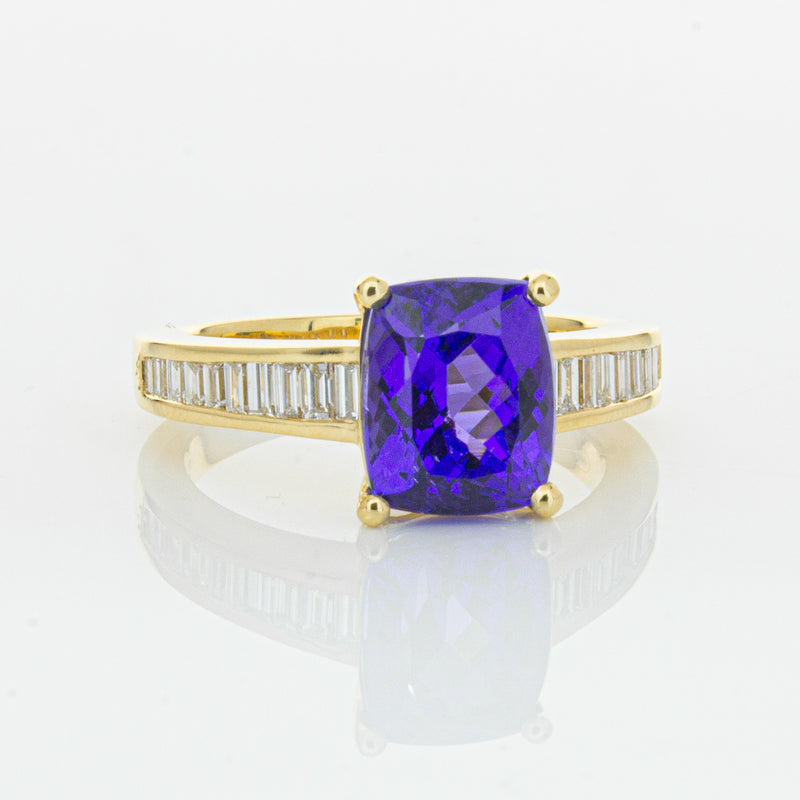 18ct Yellow Gold Tanzanite & Diamond Ring-Ring-Walker & Hall