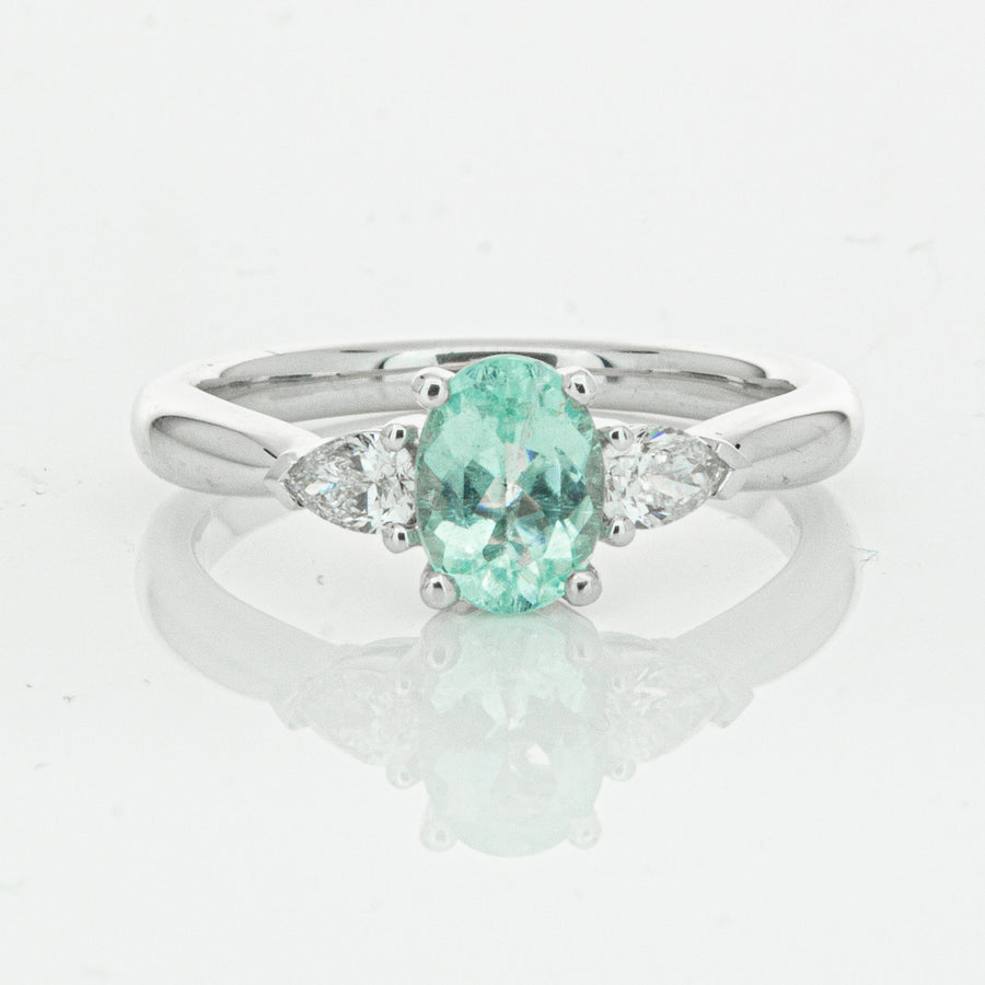 18ct White Gold .80ct Paraiba Tourmaline & Diamond Ayla Ring-Ring-Walker & Hall