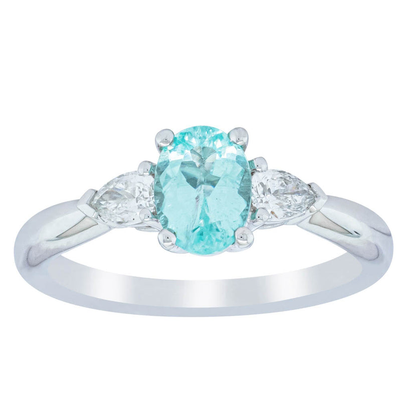 18ct White Gold .80ct Paraiba Tourmaline & Diamond Ayla Ring-Ring-Walker & Hall