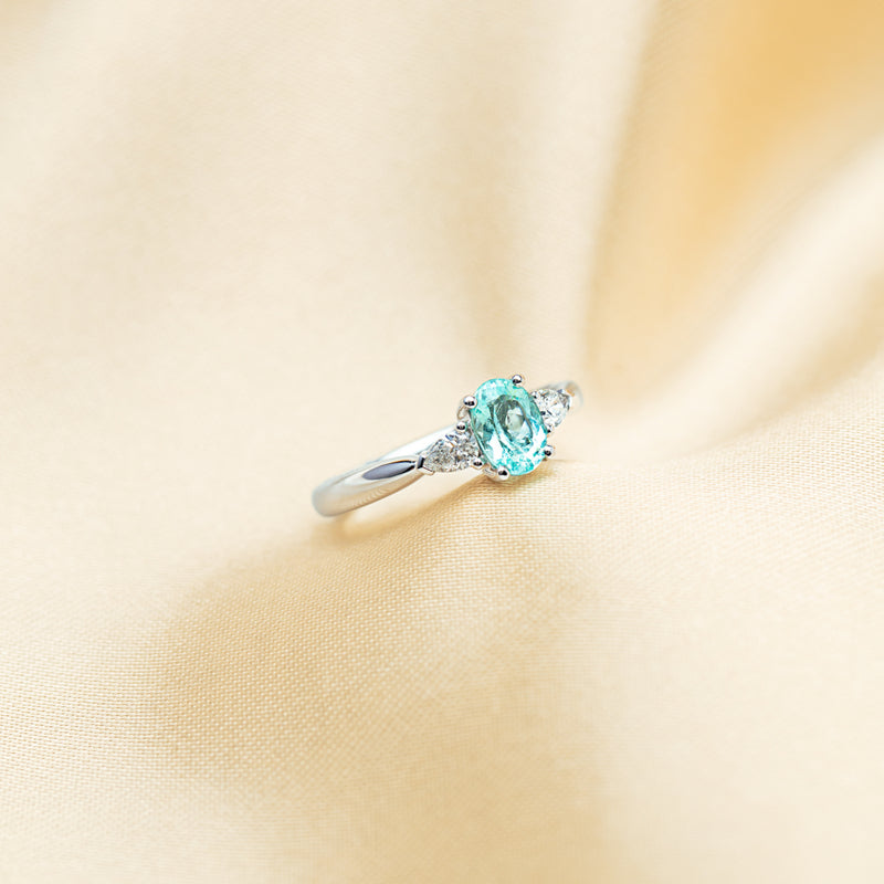 18ct White Gold .80ct Paraiba Tourmaline & Diamond Ayla Ring-Ring-Walker & Hall