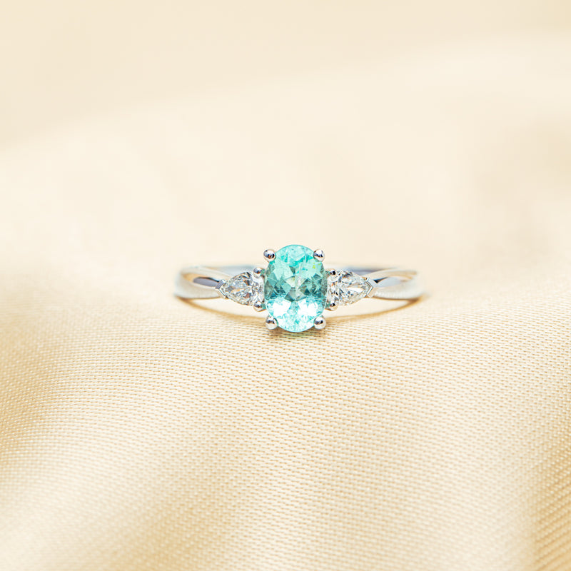 18ct White Gold .80ct Paraiba Tourmaline & Diamond Ayla Ring-Ring-Walker & Hall