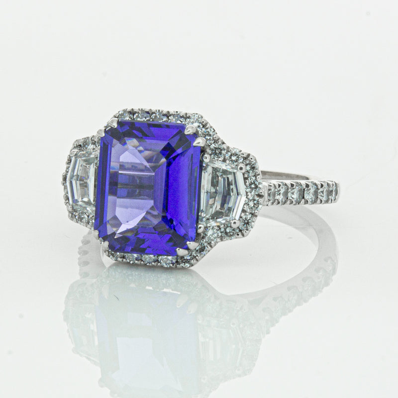 18ct White Gold Tanzanite & Diamond Ring-Ring-Walker & Hall