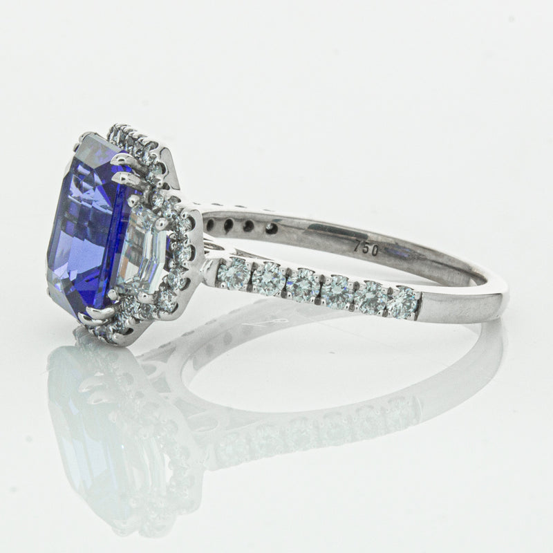 18ct White Gold Tanzanite & Diamond Ring-Ring-Walker & Hall