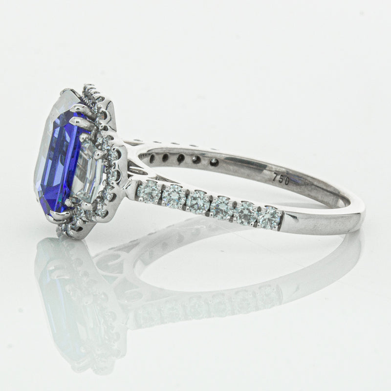 18ct White Gold Tanzanite & Diamond Ring-Ring-Walker & Hall