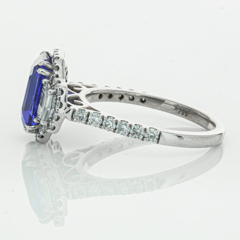 18ct White Gold Tanzanite & Diamond Ring-Ring-Walker & Hall