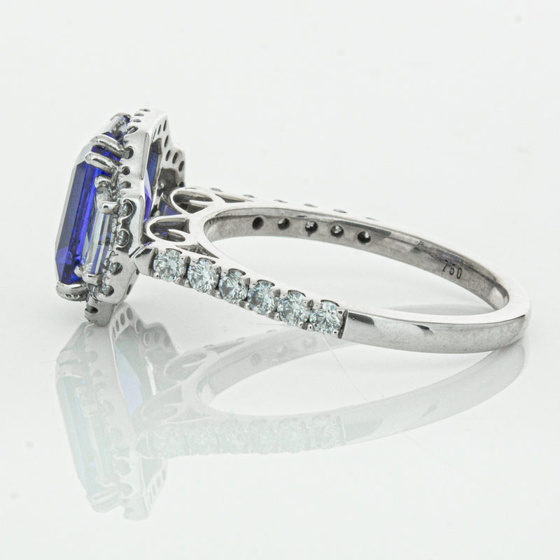 18ct White Gold Tanzanite & Diamond Ring-Ring-Walker & Hall