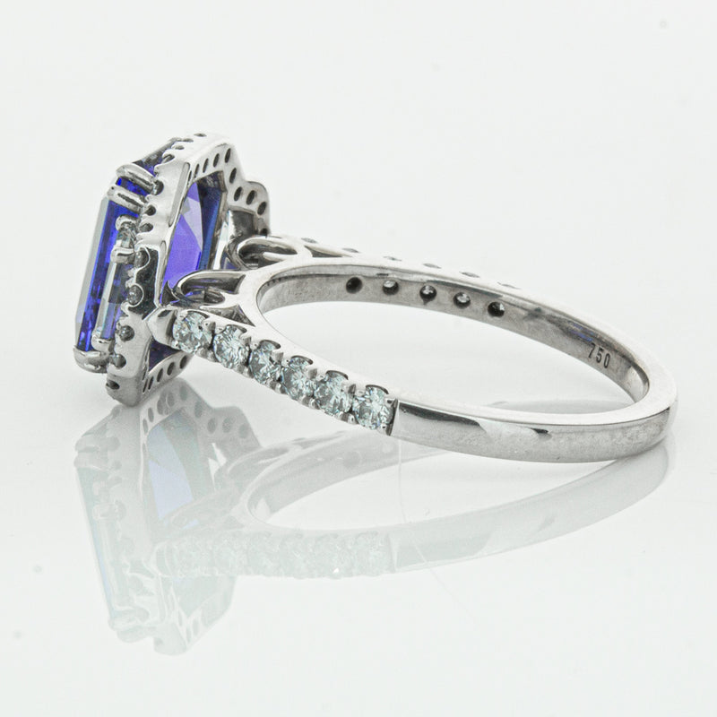 18ct White Gold Tanzanite & Diamond Ring-Ring-Walker & Hall