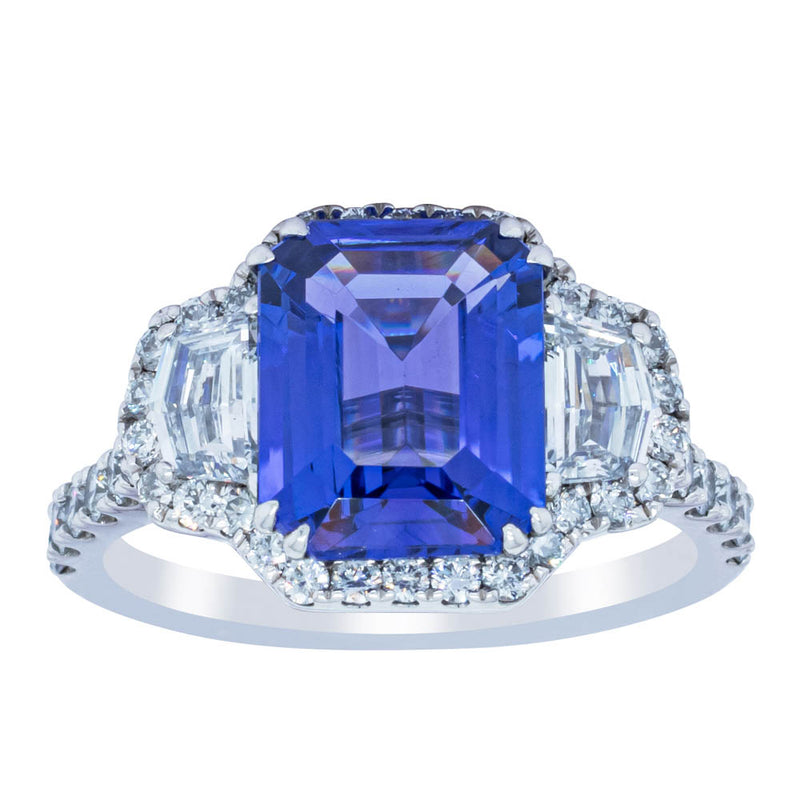 18ct White Gold Tanzanite & Diamond Ring-Ring-Walker & Hall