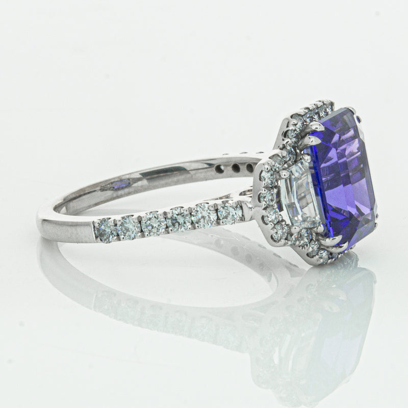 18ct White Gold Tanzanite & Diamond Ring-Ring-Walker & Hall
