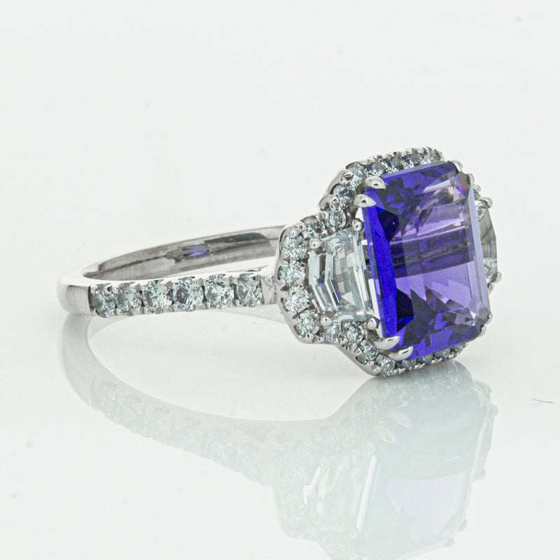 18ct White Gold Tanzanite & Diamond Ring-Ring-Walker & Hall