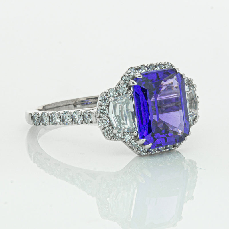 18ct White Gold Tanzanite & Diamond Ring-Ring-Walker & Hall
