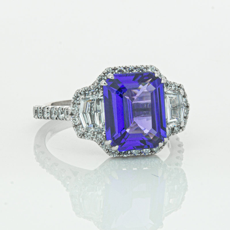 18ct White Gold Tanzanite & Diamond Ring-Ring-Walker & Hall
