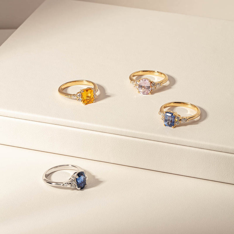 18ct Yellow Gold Golden Sapphire & Diamond Oriana Ring-Ring-Walker & Hall