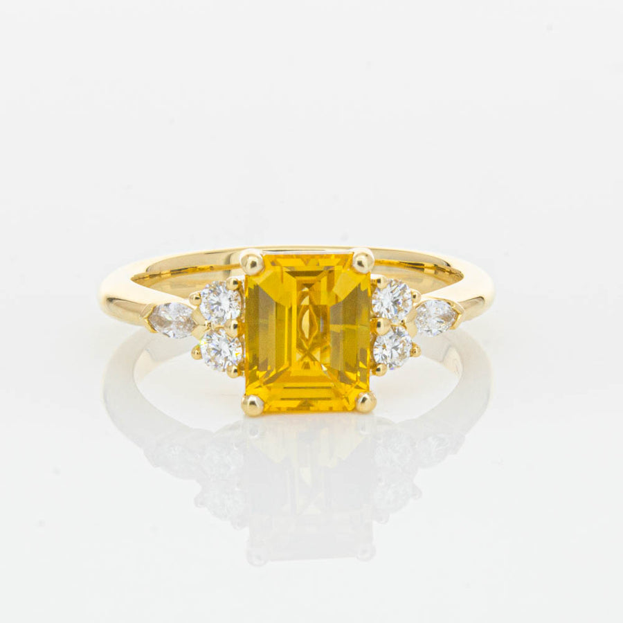 18ct Yellow Gold Golden Sapphire & Diamond Oriana Ring-Ring-Walker & Hall