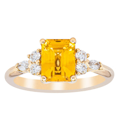 18ct Yellow Gold Golden Sapphire & Diamond Oriana Ring-Ring-Walker & Hall