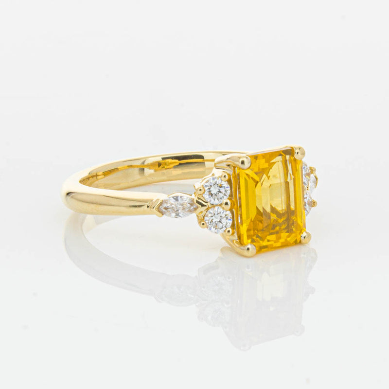 18ct Yellow Gold Golden Sapphire & Diamond Oriana Ring-Ring-Walker & Hall