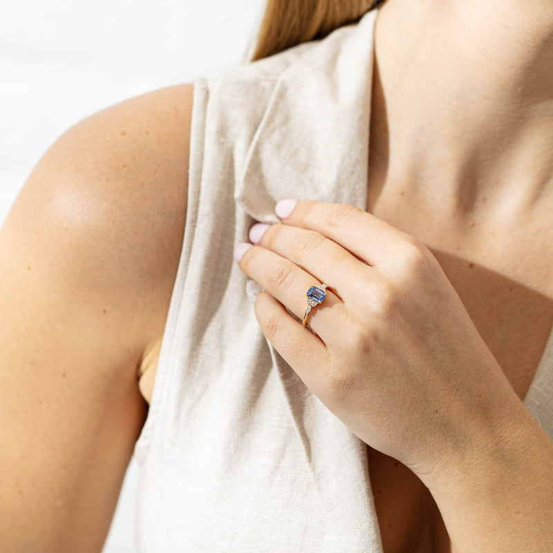 18ct Yellow Gold Sapphire & Diamond Oriana Ring-Ring-Walker & Hall