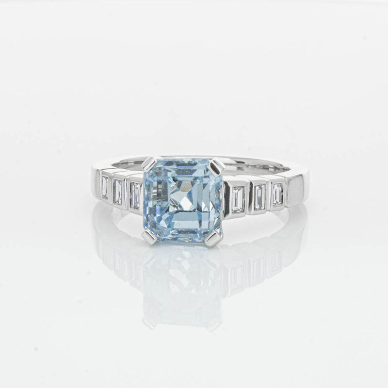 18ct White Gold 2.48ct Aquamarine & Diamond Ring-Ring-Walker & Hall