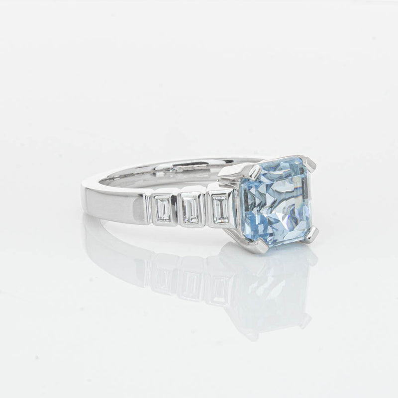 18ct White Gold 2.48ct Aquamarine & Diamond Ring-Ring-Walker & Hall