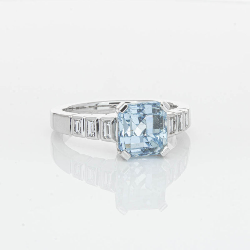 18ct White Gold 2.48ct Aquamarine & Diamond Ring-Ring-Walker & Hall
