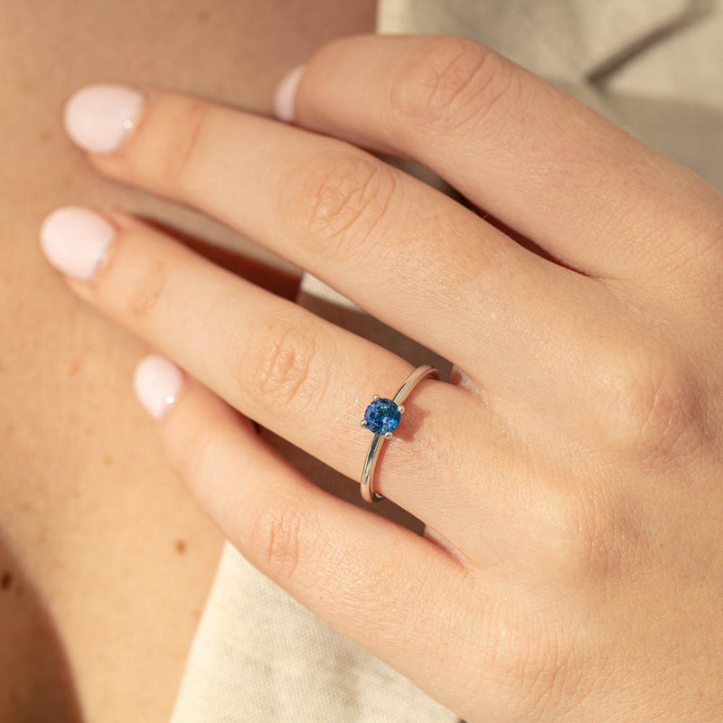 18ct White Gold .77ct Sapphire Melba Ring-Ring-Walker & Hall