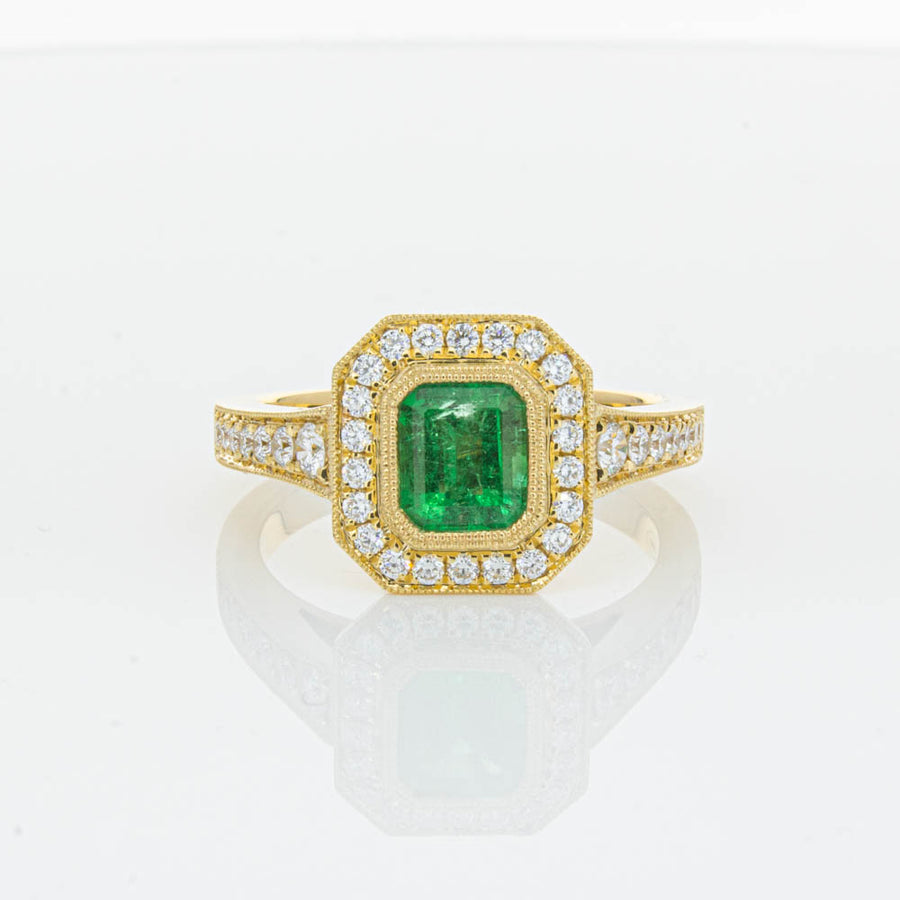 18ct Yellow Gold Emerald Ring-Ring-Walker & Hall