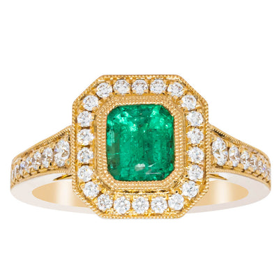18ct Yellow Gold Emerald Ring-Ring-Walker & Hall