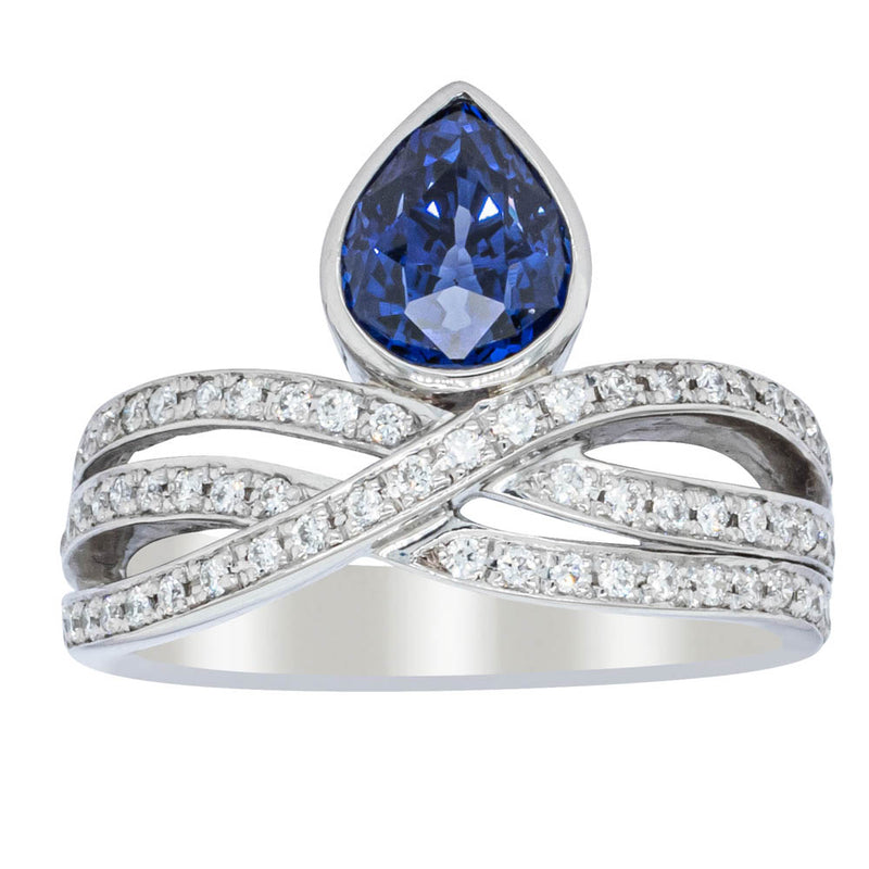 Deja Vu Platinum 1.73ct Sapphire & Diamond Ring-Ring-Walker & Hall