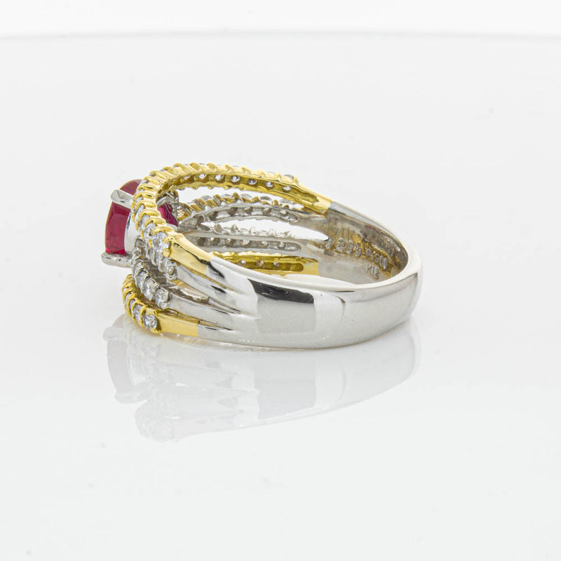 Deja Vu 18ct Yellow Gold & Platinum 1.25ct Ruby & Diamond Ring-Ring-Walker & Hall