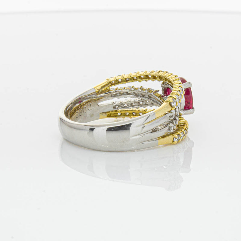 Deja Vu 18ct Yellow Gold & Platinum 1.25ct Ruby & Diamond Ring-Ring-Walker & Hall
