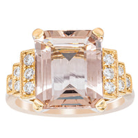 18ct Yellow Gold Morganite & Diamond Maya Ring-Ring-Walker & Hall
