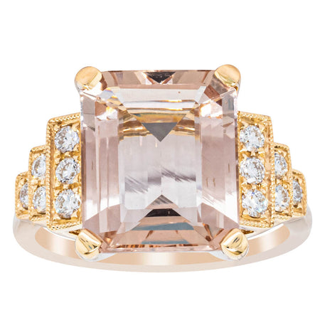 18ct Yellow Gold Morganite & Diamond Maya Ring-Ring-Walker & Hall
