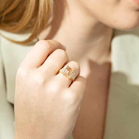 18ct Yellow Gold Morganite & Diamond Maya Ring-Ring-Walker & Hall