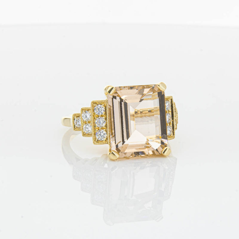 18ct Yellow Gold Morganite & Diamond Maya Ring-Ring-Walker & Hall