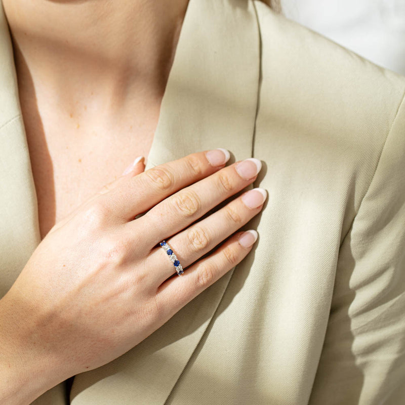 18ct White Gold .82ct Sapphire & Diamond Panorama Ring-Ring-Walker & Hall