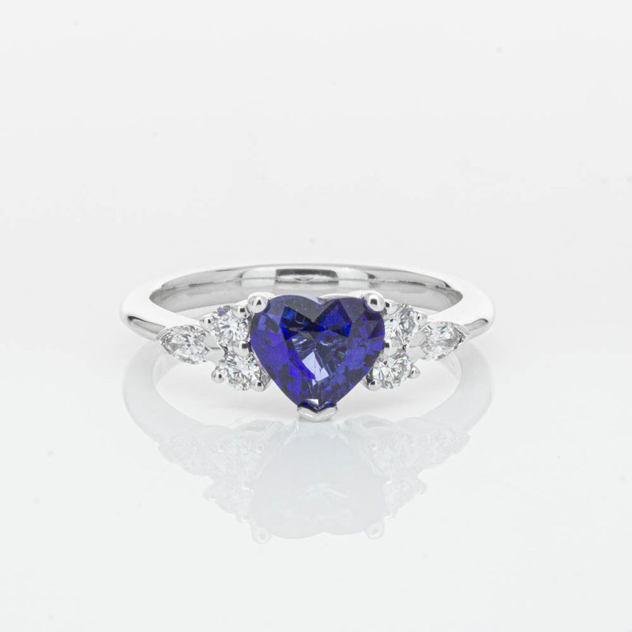 18ct White Gold 1.15ct Sapphire & Diamond Oriana Ring-Ring-Walker & Hall