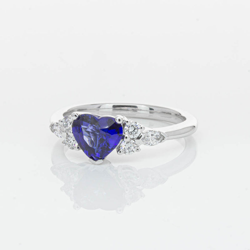 18ct White Gold 1.15ct Sapphire & Diamond Oriana Ring-Ring-Walker & Hall