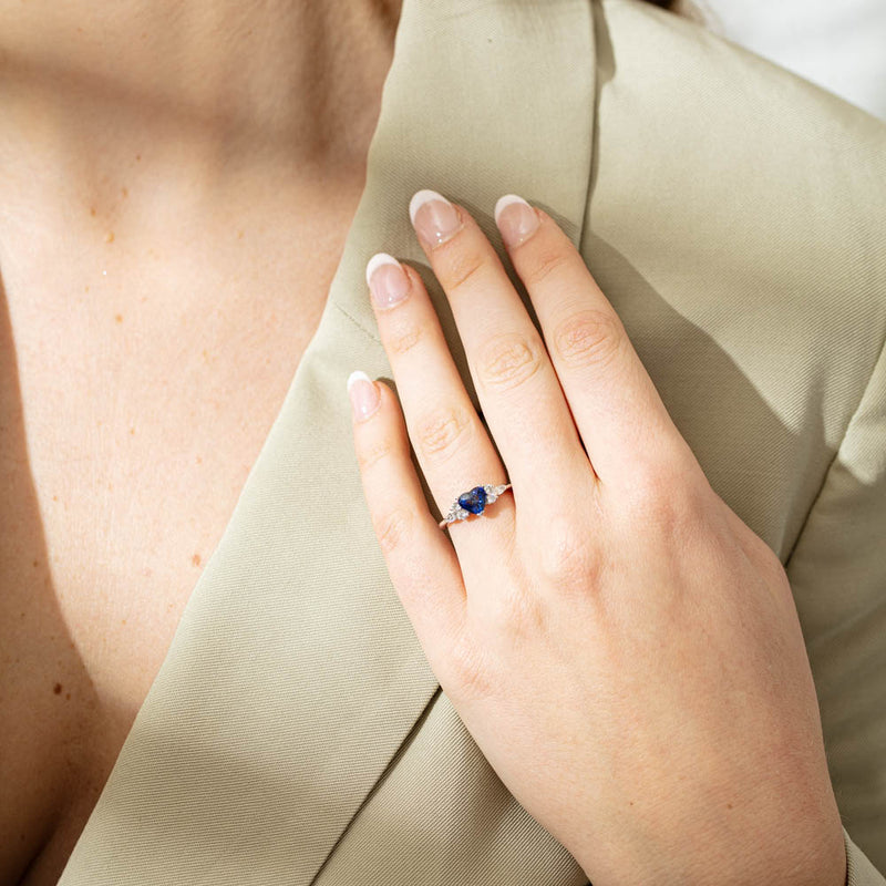 18ct White Gold 1.15ct Sapphire & Diamond Oriana Ring-Ring-Walker & Hall