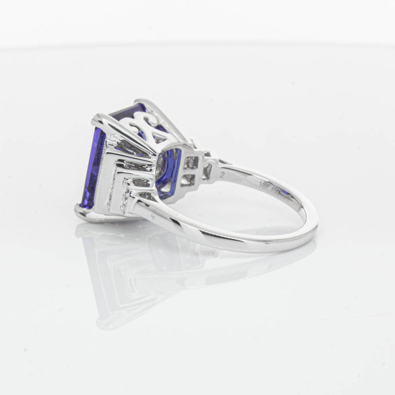 18ct White Gold 6.82ct Tanzanite & Diamond Maya Ring-Ring-Walker & Hall
