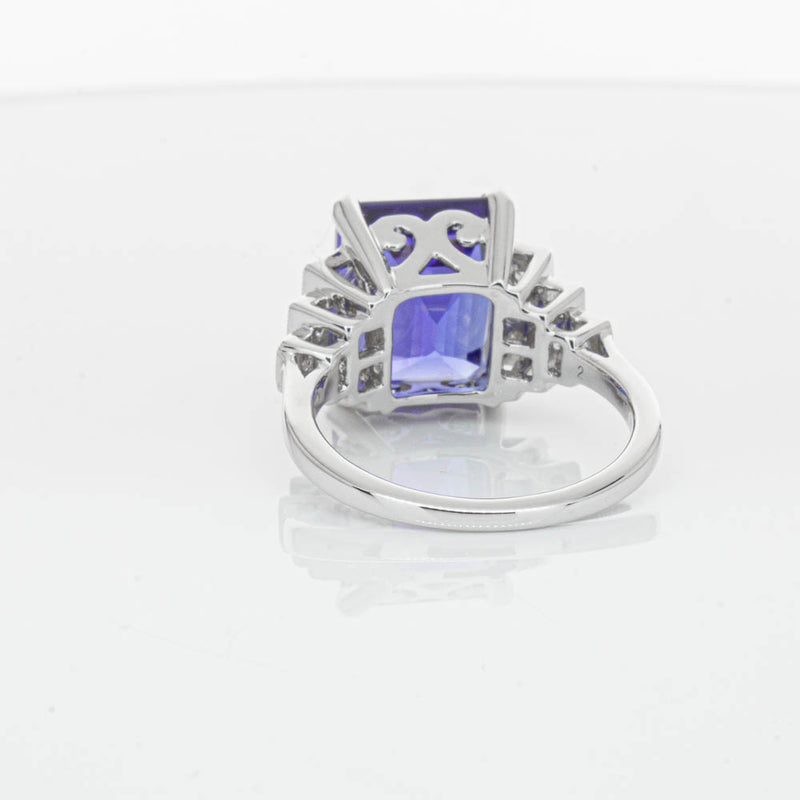 18ct White Gold 6.82ct Tanzanite & Diamond Maya Ring-Ring-Walker & Hall