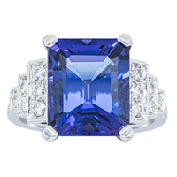 18ct White Gold 6.82ct Tanzanite & Diamond Maya Ring-Ring-Walker & Hall