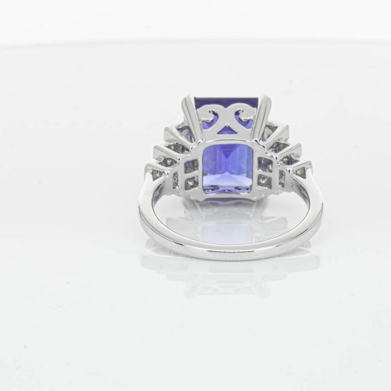 18ct White Gold 6.82ct Tanzanite & Diamond Maya Ring-Ring-Walker & Hall
