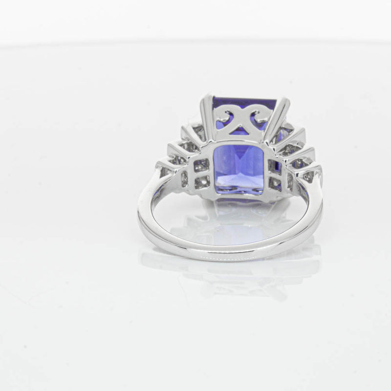 18ct White Gold 6.82ct Tanzanite & Diamond Maya Ring-Ring-Walker & Hall