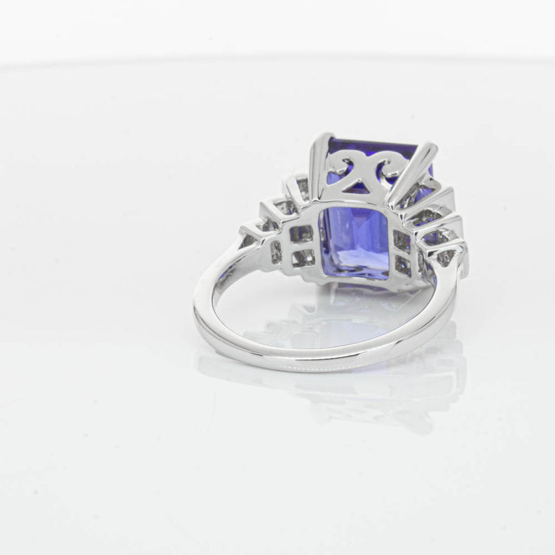 18ct White Gold 6.82ct Tanzanite & Diamond Maya Ring-Ring-Walker & Hall