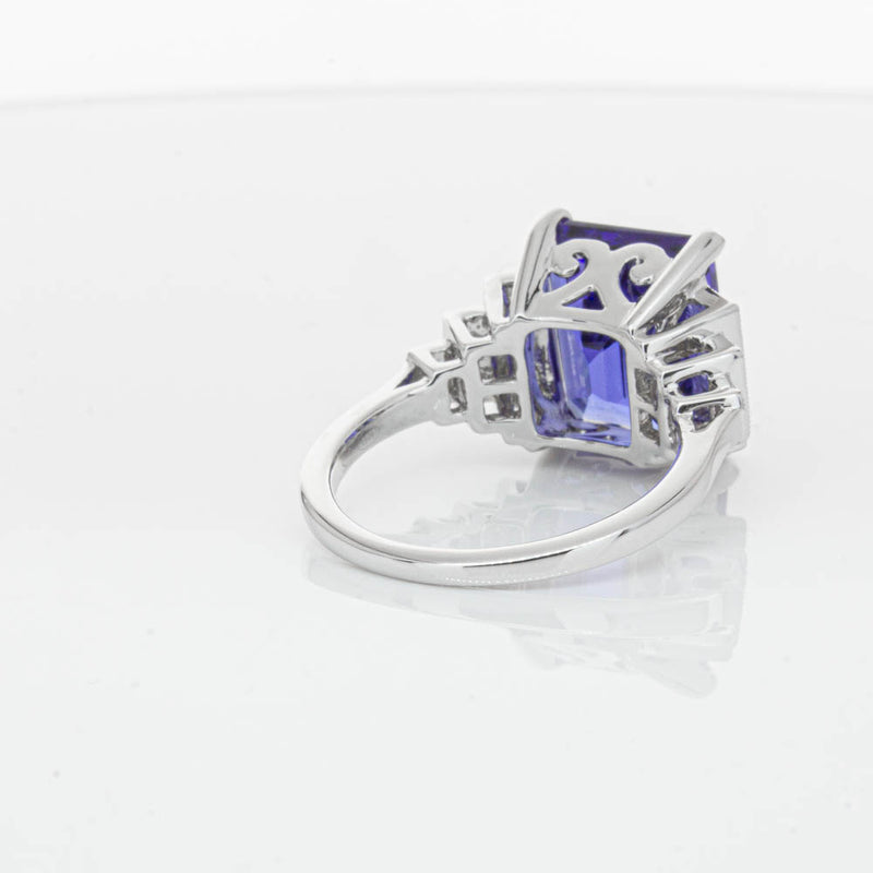 18ct White Gold 6.82ct Tanzanite & Diamond Maya Ring-Ring-Walker & Hall