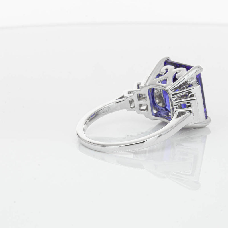 18ct White Gold 6.82ct Tanzanite & Diamond Maya Ring-Ring-Walker & Hall