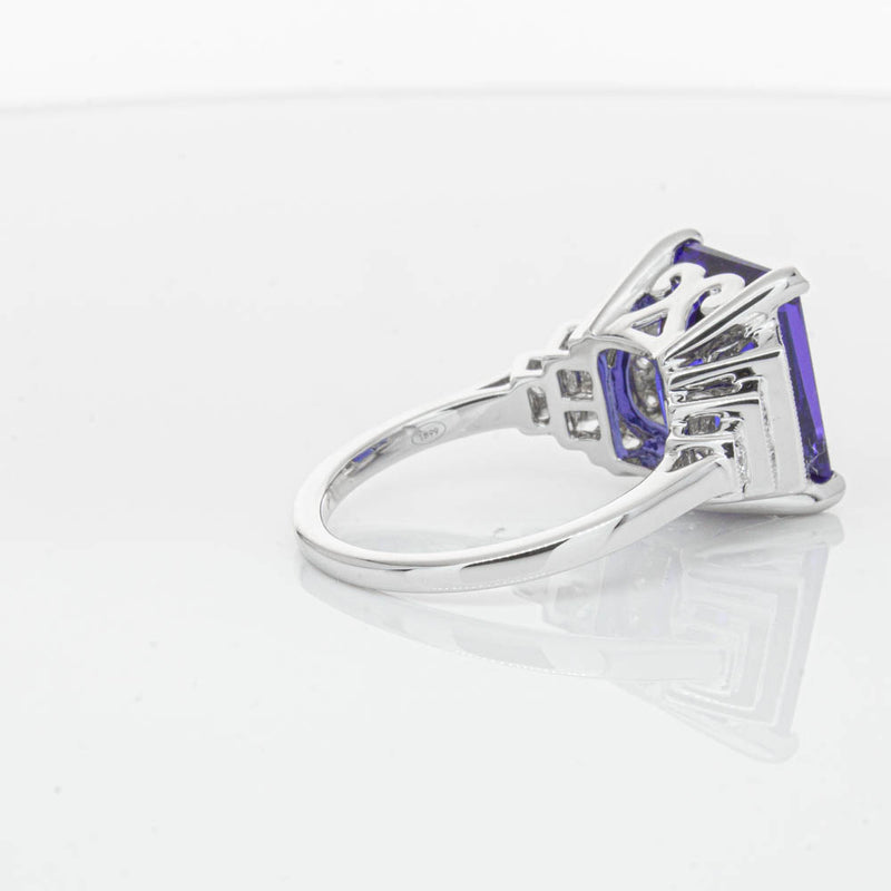 18ct White Gold 6.82ct Tanzanite & Diamond Maya Ring-Ring-Walker & Hall